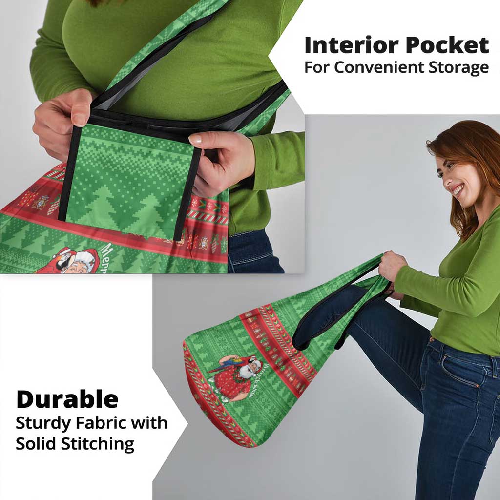 Guyana Christmas Grocery Bag Santa With Macaw Parrot Merry Xmas - Wonder Print Shop