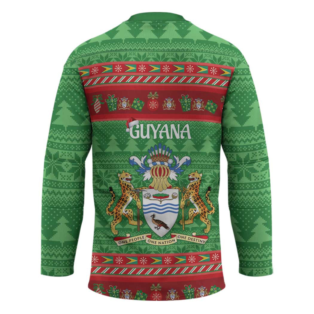 Guyana Christmas Hockey Jersey Santa With Macaw Parrot Merry Xmas - Wonder Print Shop