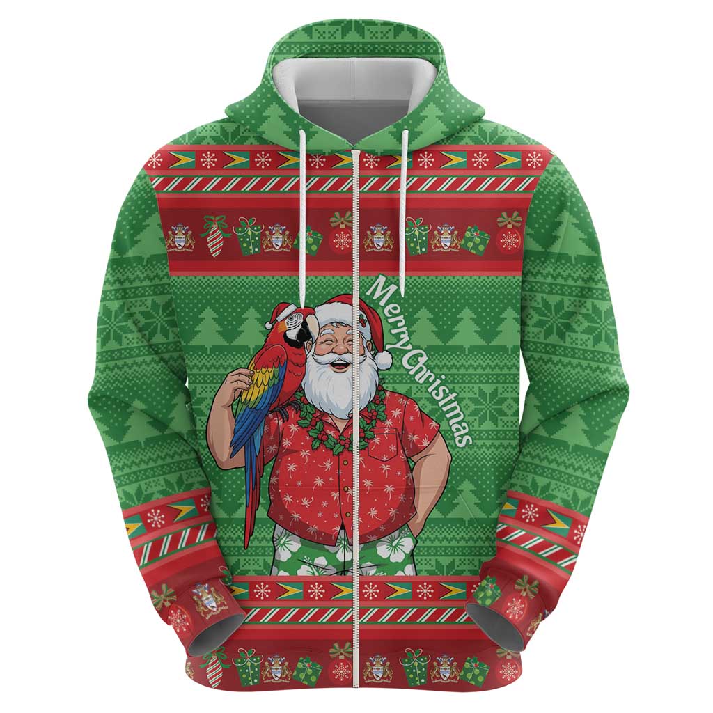 Guyana Christmas Hoodie Santa With Macaw Parrot Merry Xmas - Wonder Print Shop