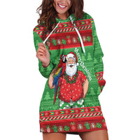 Guyana Christmas Hoodie Dress Santa With Macaw Parrot Merry Xmas - Wonder Print Shop