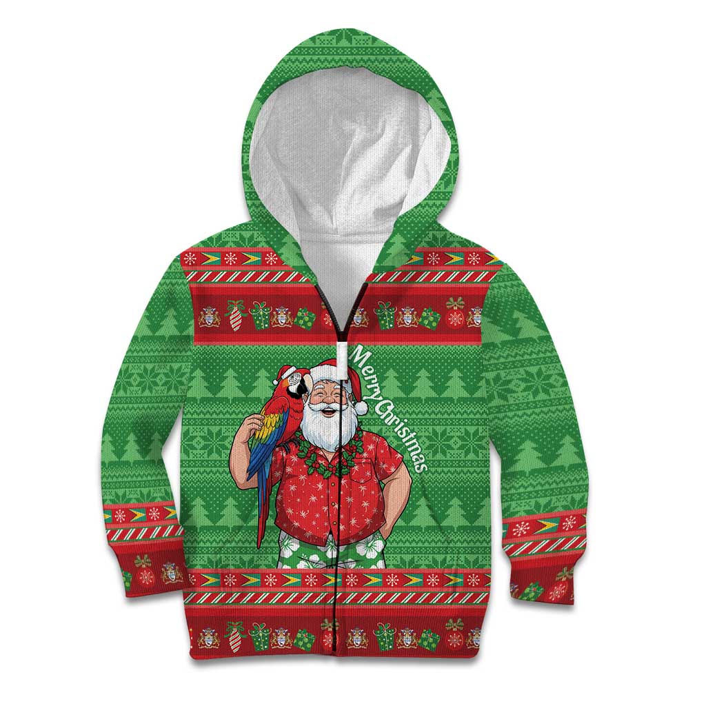 Guyana Christmas Kid Hoodie Santa With Macaw Parrot Merry Xmas - Wonder Print Shop