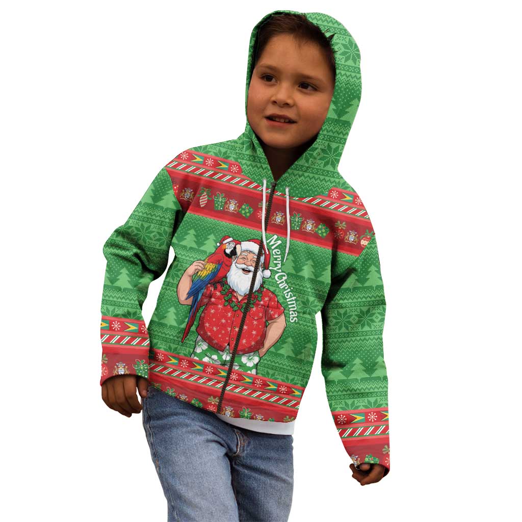 Guyana Christmas Kid Hoodie Santa With Macaw Parrot Merry Xmas - Wonder Print Shop