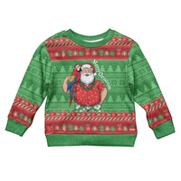 Guyana Christmas Kid Ugly Christmas Sweater Santa With Macaw Parrot Merry Xmas - Wonder Print Shop