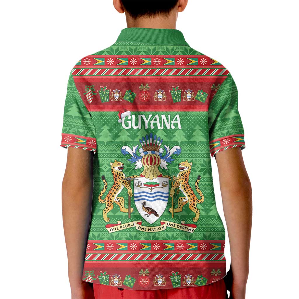 Guyana Christmas Kid Polo Shirt Santa With Macaw Parrot Merry Xmas - Wonder Print Shop