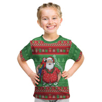 Guyana Christmas Kid T Shirt Santa With Macaw Parrot Merry Xmas - Wonder Print Shop