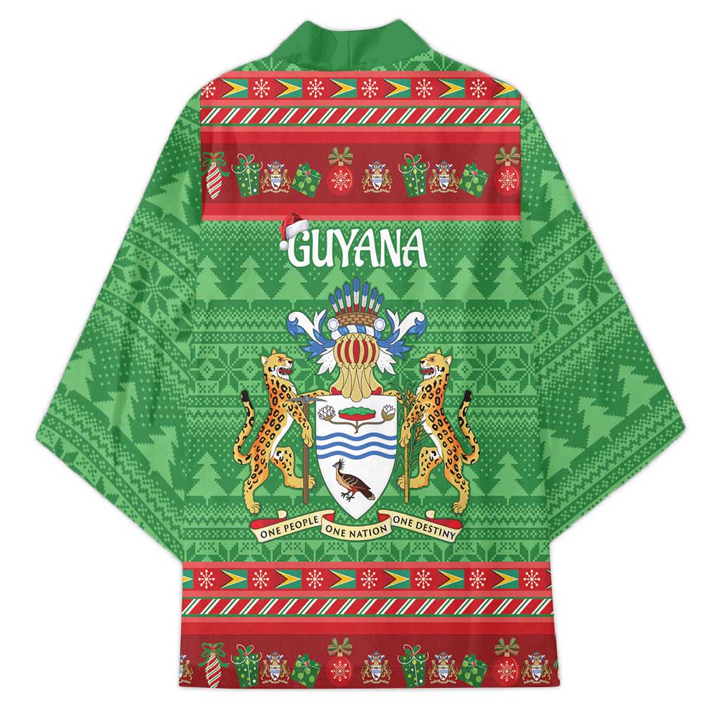 Guyana Christmas Kimono Santa With Macaw Parrot Merry Xmas - Wonder Print Shop