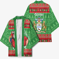 Guyana Christmas Kimono Santa With Macaw Parrot Merry Xmas - Wonder Print Shop