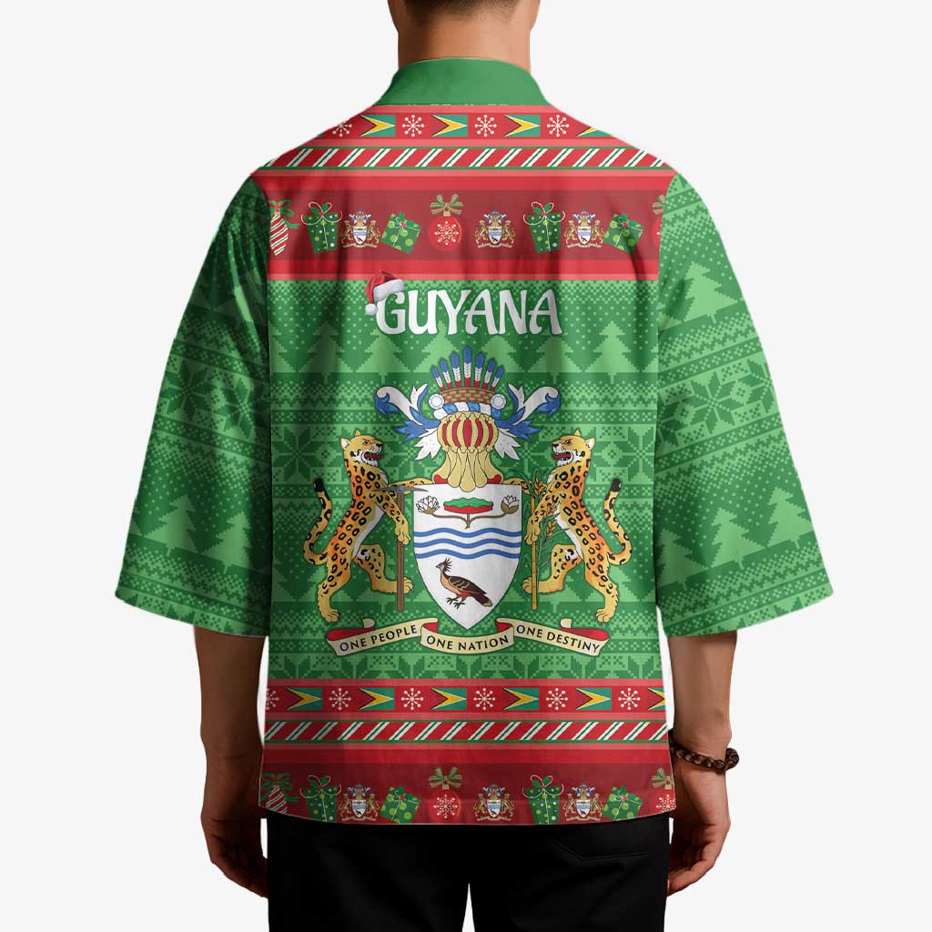 Guyana Christmas Kimono Santa With Macaw Parrot Merry Xmas - Wonder Print Shop
