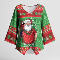 Guyana Christmas Kimono Sleeve Blouse Santa With Macaw Parrot Merry Xmas - Wonder Print Shop