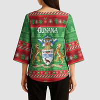 Guyana Christmas Kimono Sleeve Blouse Santa With Macaw Parrot Merry Xmas - Wonder Print Shop