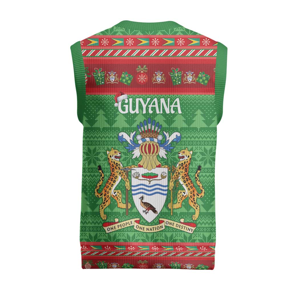 Guyana Christmas Knitted V-Neck Vest Santa With Macaw Parrot Merry Xmas - Wonder Print Shop
