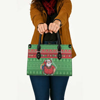 Guyana Christmas Leather Bag Santa With Macaw Parrot Merry Xmas - Wonder Print Shop