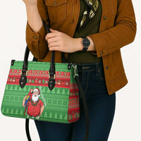 Guyana Christmas Leather Bag Santa With Macaw Parrot Merry Xmas - Wonder Print Shop