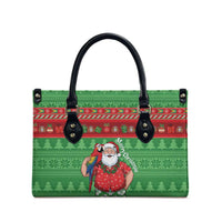 Guyana Christmas Leather Bag Santa With Macaw Parrot Merry Xmas - Wonder Print Shop