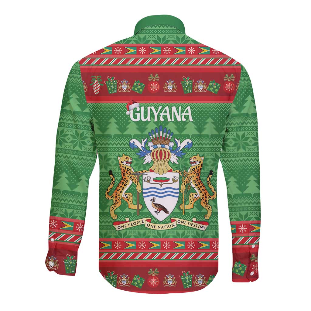 Guyana Christmas Long Sleeve Button Shirt Santa With Macaw Parrot Merry Xmas - Wonder Print Shop