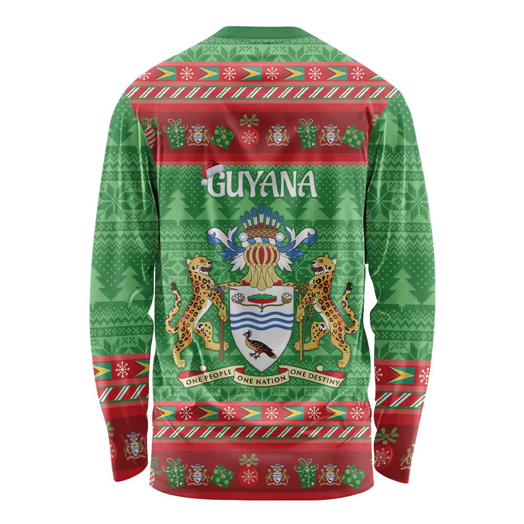 Guyana Christmas Long Sleeve Shirt Santa With Macaw Parrot Merry Xmas - Wonder Print Shop