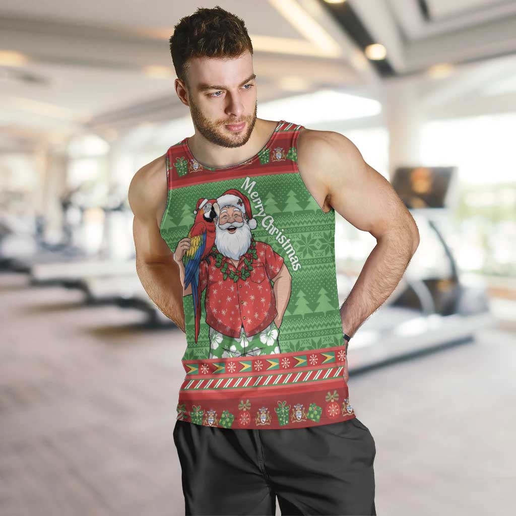 Guyana Christmas Men Tank Top Santa With Macaw Parrot Merry Xmas - Wonder Print Shop