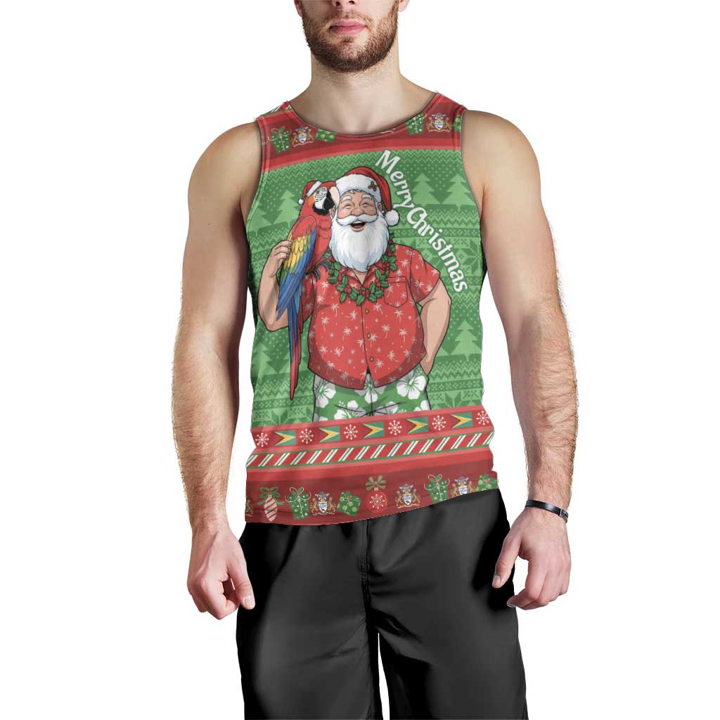 Guyana Christmas Men Tank Top Santa With Macaw Parrot Merry Xmas - Wonder Print Shop