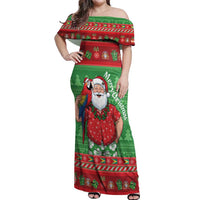 Guyana Christmas Off Shoulder Maxi Dress Santa With Macaw Parrot Merry Xmas - Wonder Print Shop