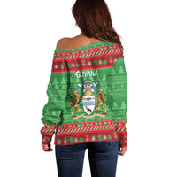 Guyana Christmas Off Shoulder Sweater Santa With Macaw Parrot Merry Xmas - Wonder Print Shop