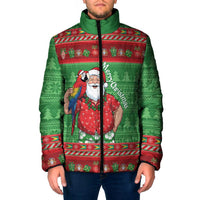 Guyana Christmas Padded Jacket Santa With Macaw Parrot Merry Xmas - Wonder Print Shop
