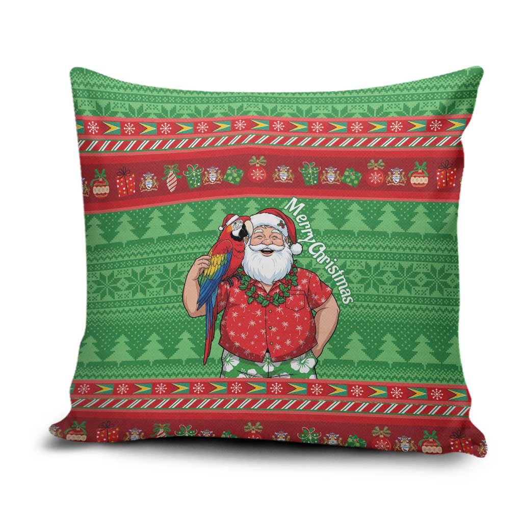 Guyana Christmas Pillow Cover Santa With Macaw Parrot Merry Xmas - Wonder Print Shop