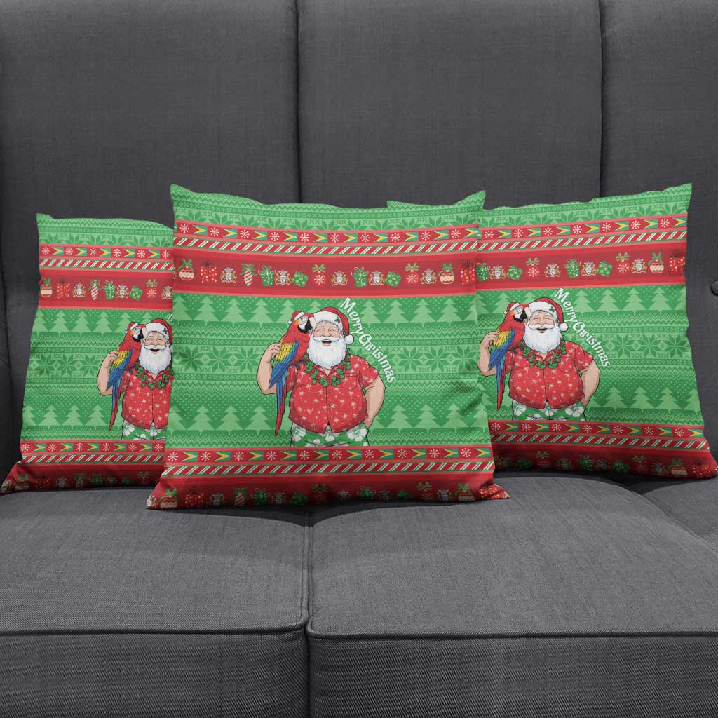 Guyana Christmas Pillow Cover Santa With Macaw Parrot Merry Xmas - Wonder Print Shop
