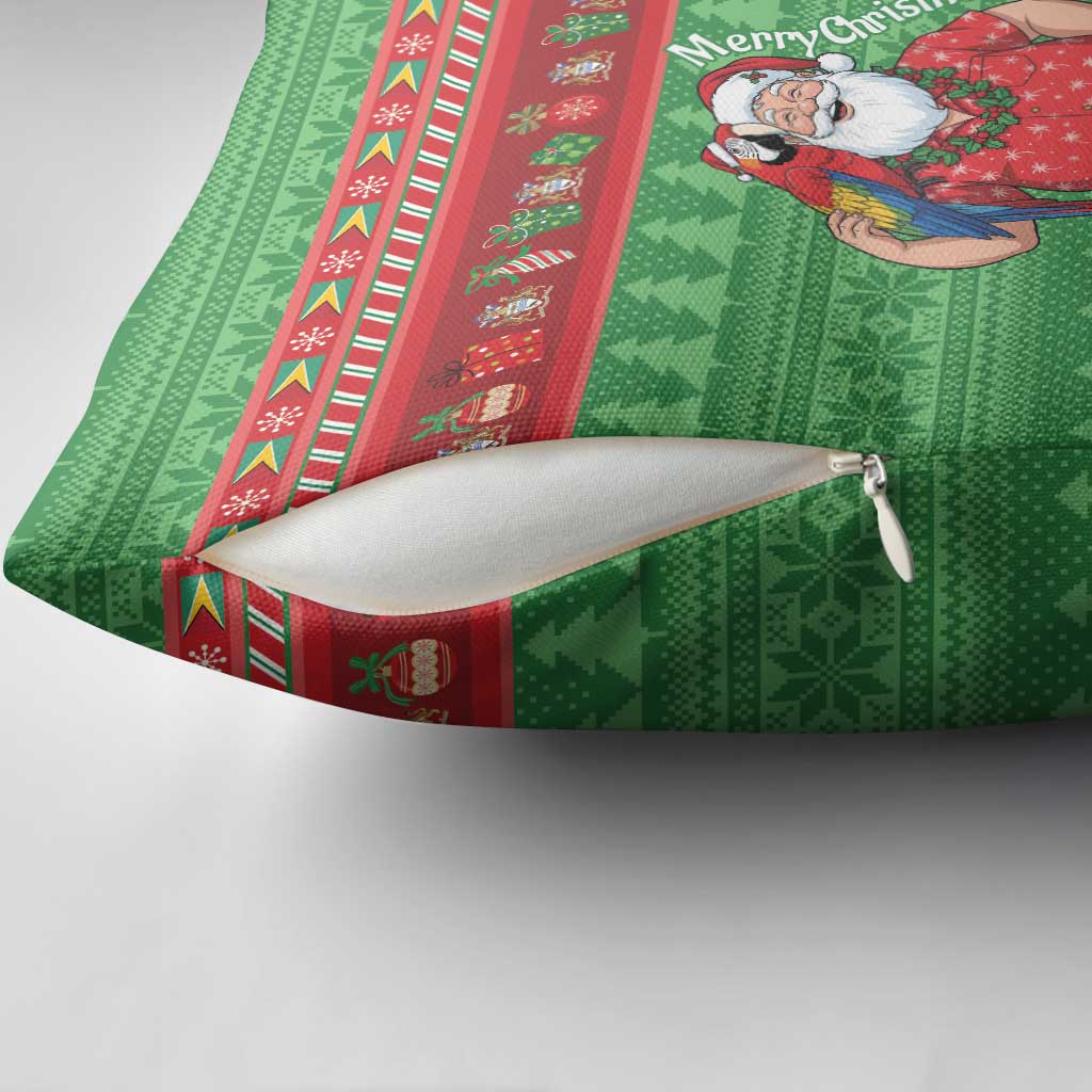Guyana Christmas Pillow Cover Santa With Macaw Parrot Merry Xmas - Wonder Print Shop