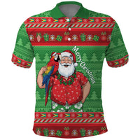 Guyana Christmas Polo Shirt Santa With Macaw Parrot Merry Xmas - Wonder Print Shop