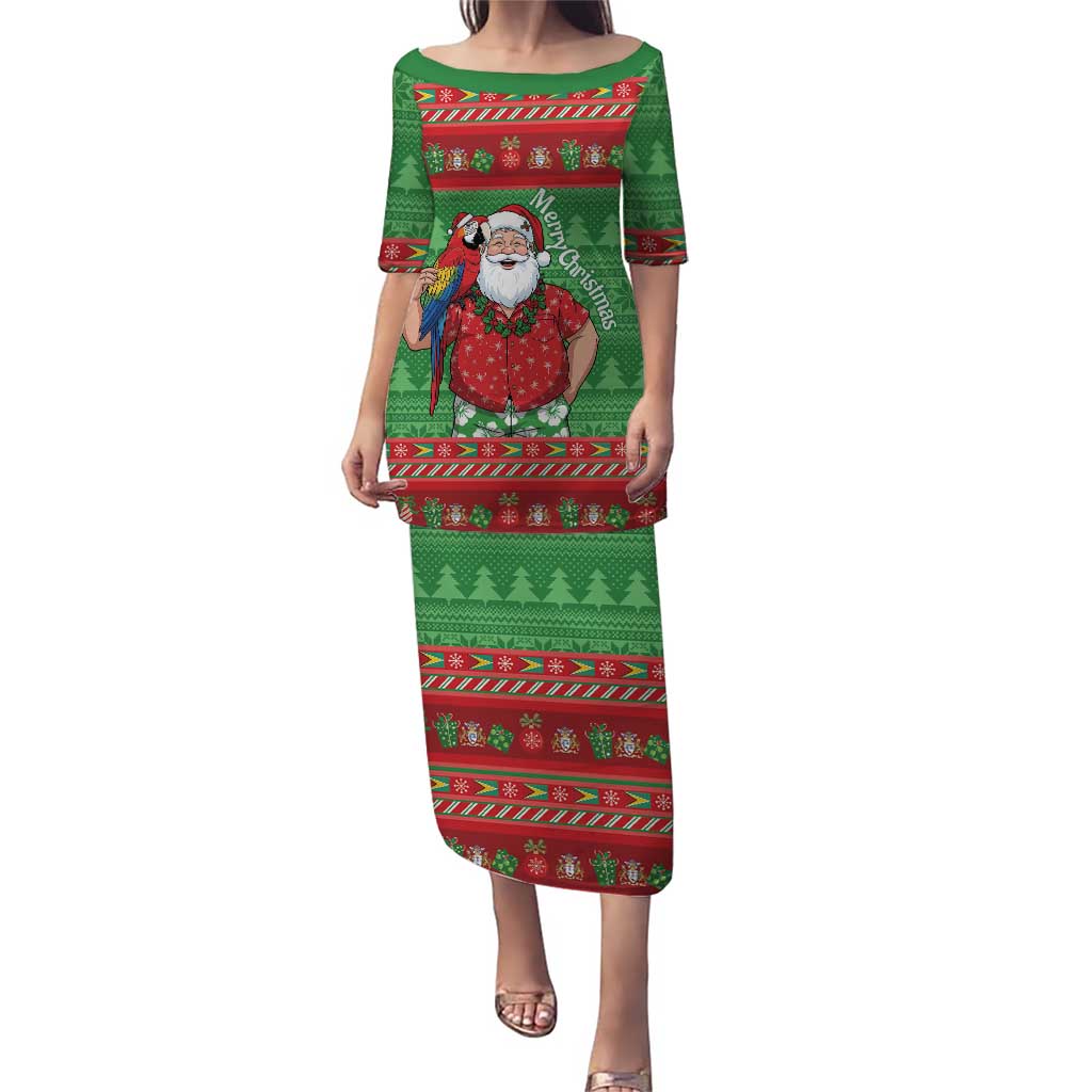Guyana Christmas Puletasi Santa With Macaw Parrot Merry Xmas - Wonder Print Shop