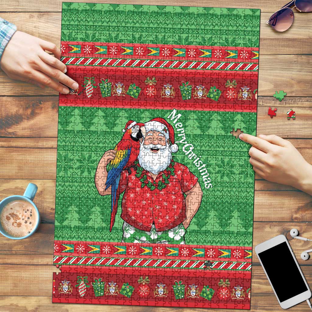 Guyana Christmas Puzzle Santa With Macaw Parrot Merry Xmas - Wonder Print Shop