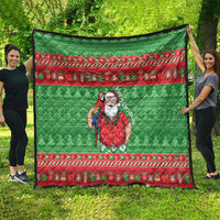 Guyana Christmas Quilt Santa With Macaw Parrot Merry Xmas - Wonder Print Shop