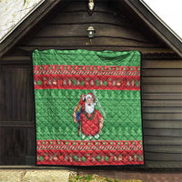 Guyana Christmas Quilt Santa With Macaw Parrot Merry Xmas - Wonder Print Shop