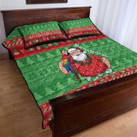 Guyana Christmas Quilt Bed Set Santa With Macaw Parrot Merry Xmas - Wonder Print Shop