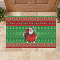 Guyana Christmas Rubber Doormat Santa With Macaw Parrot Merry Xmas - Wonder Print Shop