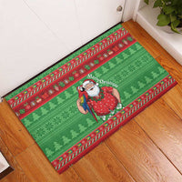 Guyana Christmas Rubber Doormat Santa With Macaw Parrot Merry Xmas - Wonder Print Shop