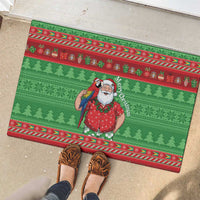 Guyana Christmas Rubber Doormat Santa With Macaw Parrot Merry Xmas - Wonder Print Shop