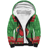 Guyana Christmas Sherpa Hoodie Santa With Macaw Parrot Merry Xmas - Wonder Print Shop
