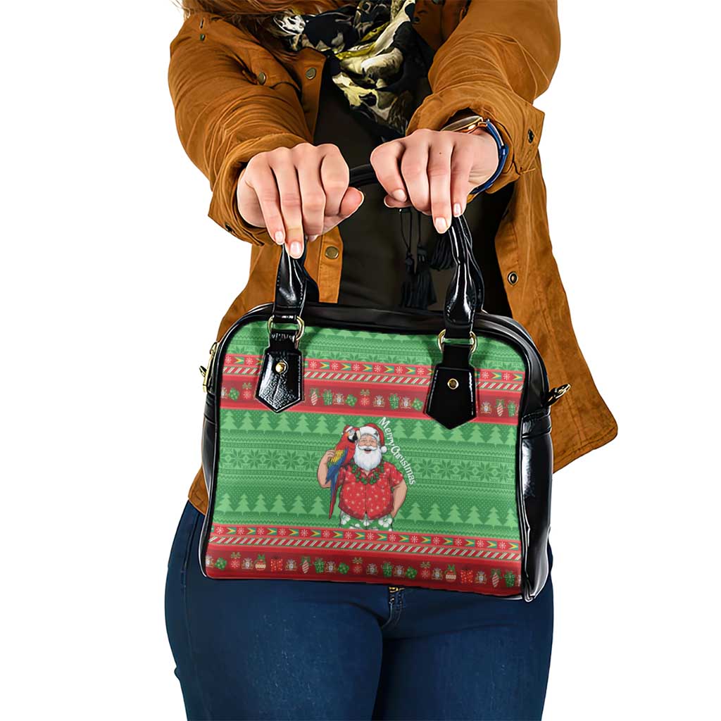 Guyana Christmas Shoulder Handbag Santa With Macaw Parrot Merry Xmas - Wonder Print Shop
