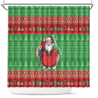 Guyana Christmas Shower Curtain Santa With Macaw Parrot Merry Xmas - Wonder Print Shop