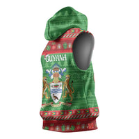 Guyana Christmas Sleeveless Hoodie Santa With Macaw Parrot Merry Xmas - Wonder Print Shop