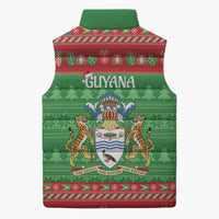 Guyana Christmas Sleeveless Puffer Jacket Santa With Macaw Parrot Merry Xmas - Wonder Print Shop