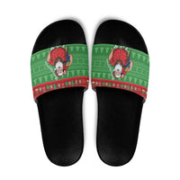 Guyana Christmas Slide Sandals Santa With Macaw Parrot Merry Xmas - Wonder Print Shop