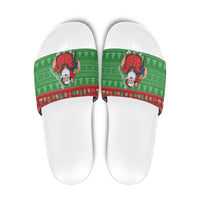 Guyana Christmas Slide Sandals Santa With Macaw Parrot Merry Xmas - Wonder Print Shop
