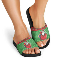 Guyana Christmas Slide Sandals Santa With Macaw Parrot Merry Xmas - Wonder Print Shop