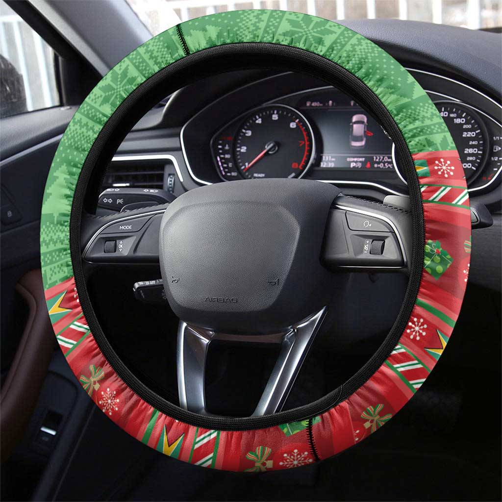 Guyana Christmas Steering Wheel Cover Santa With Macaw Parrot Merry Xmas - Wonder Print Shop