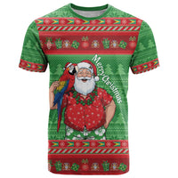 Guyana Christmas T Shirt Santa With Macaw Parrot Merry Xmas - Wonder Print Shop