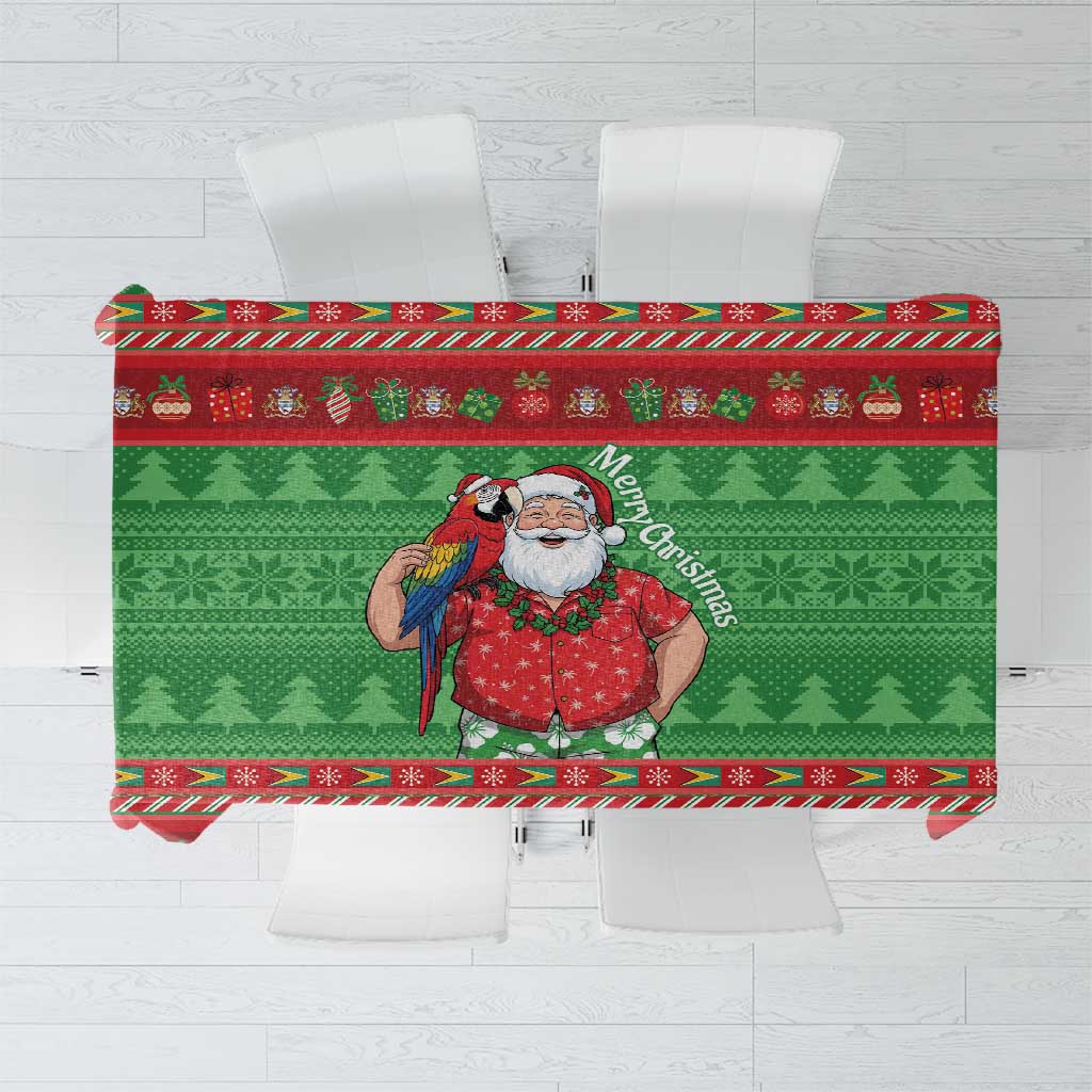 Guyana Christmas Tablecloth Santa With Macaw Parrot Merry Xmas - Wonder Print Shop