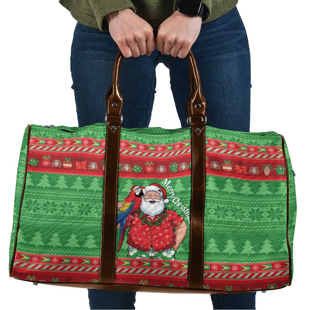 Guyana Christmas Travel Bag Santa With Macaw Parrot Merry Xmas - Wonder Print Shop