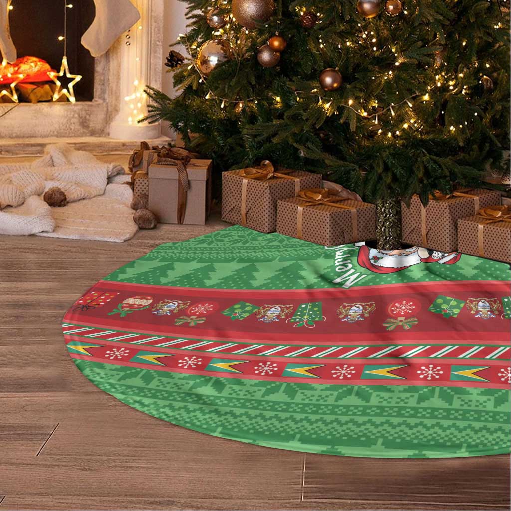 Guyana Christmas Tree Skirt Santa With Macaw Parrot Merry Xmas - Wonder Print Shop